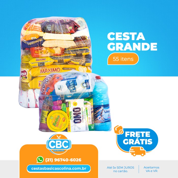 Cesta 3 (Grande) + Kit Limpeza 1 (Folha Simples)